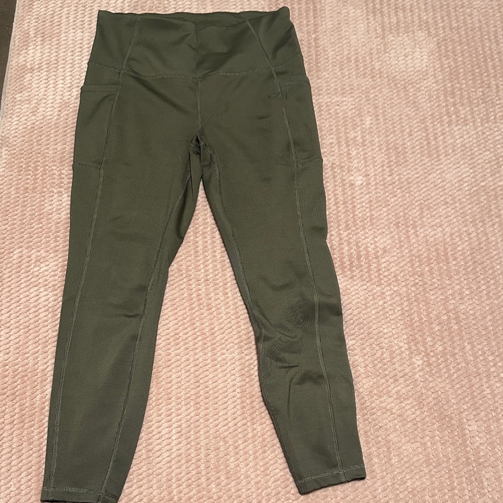 Olive Green High-Waisted Leggings